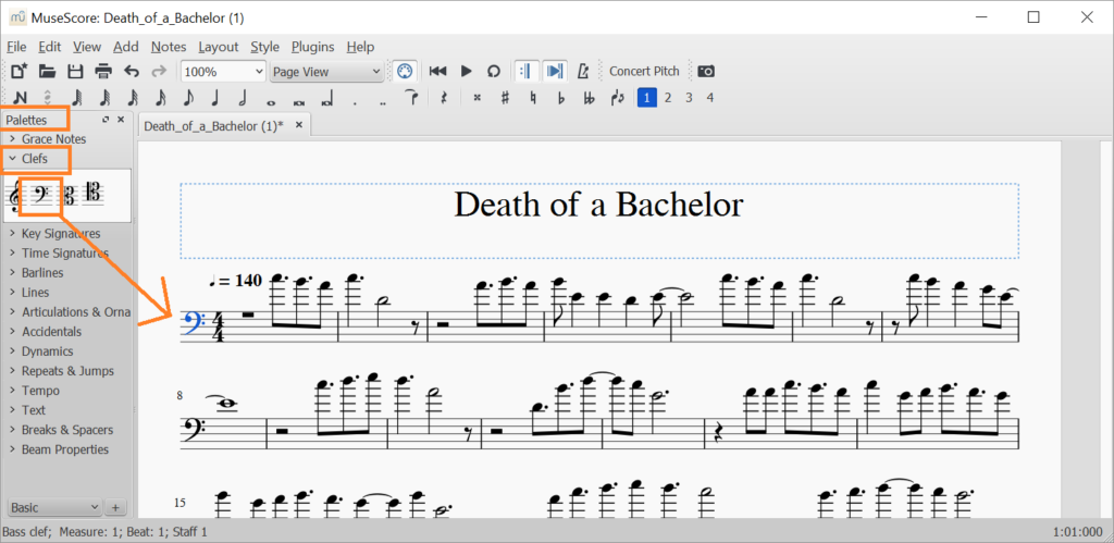 musescore change clef