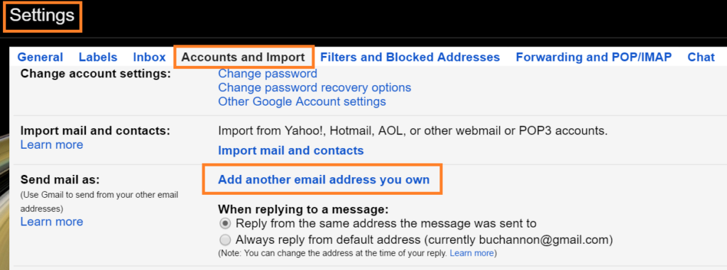 hostgator email settings for integration with gmail.